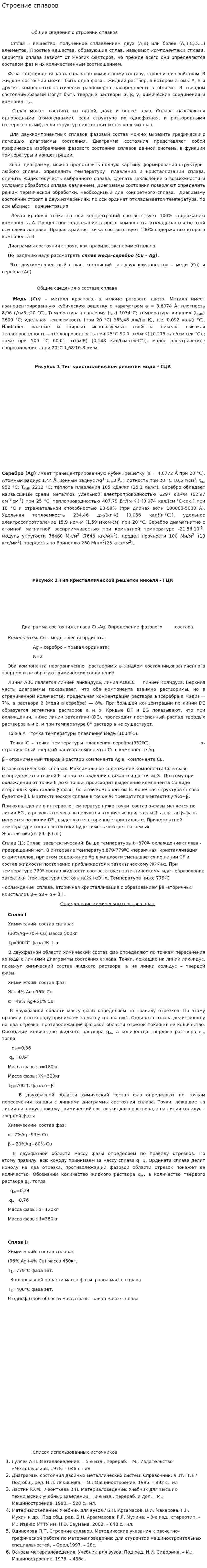 Строение сплавов