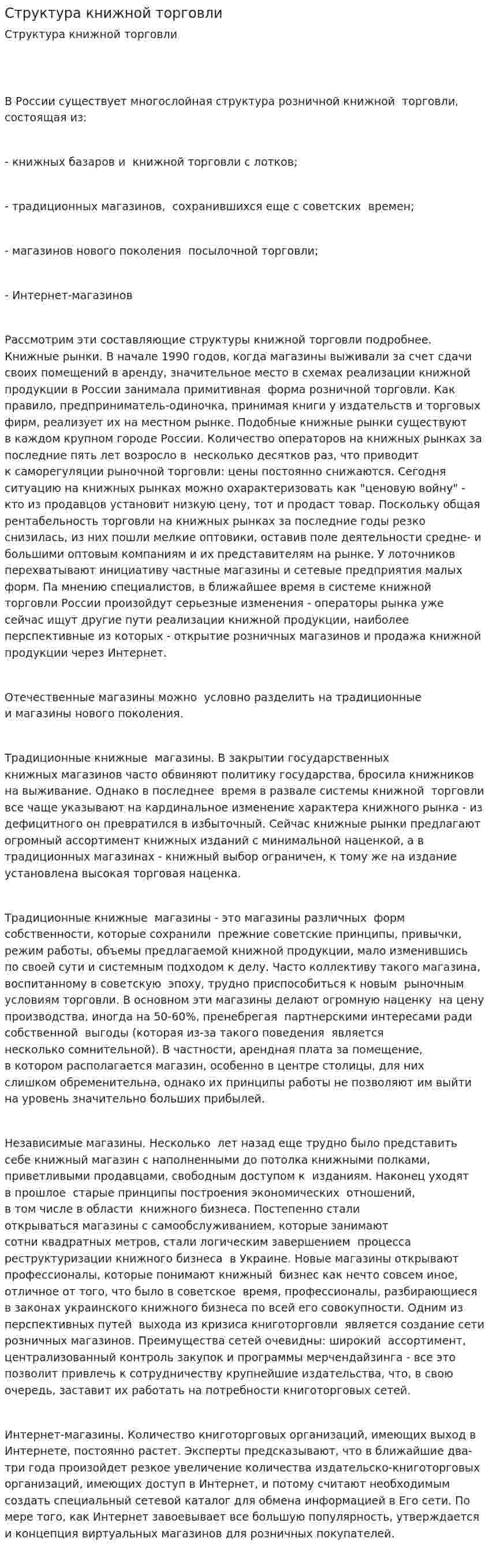 Структура книжной торговли