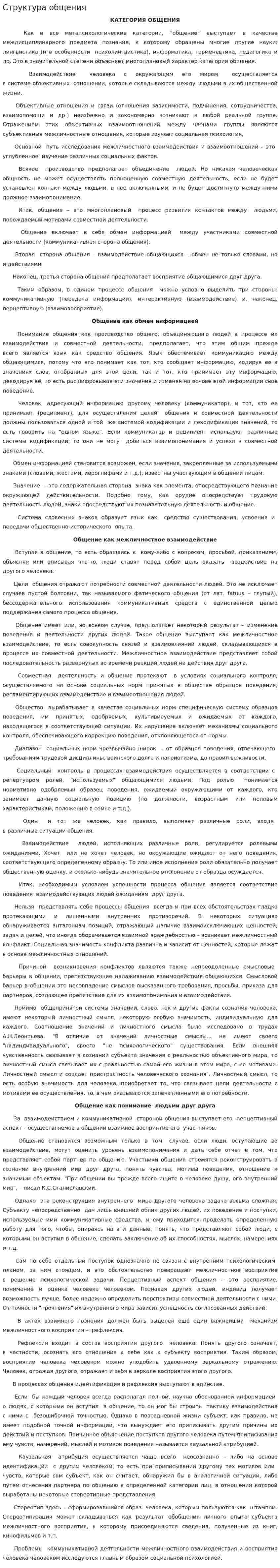 Структура общения