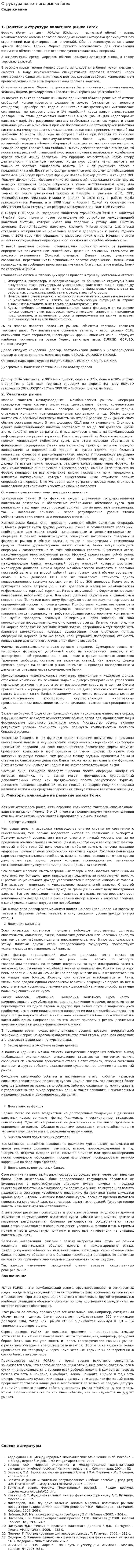 Структура валютного рынка forex