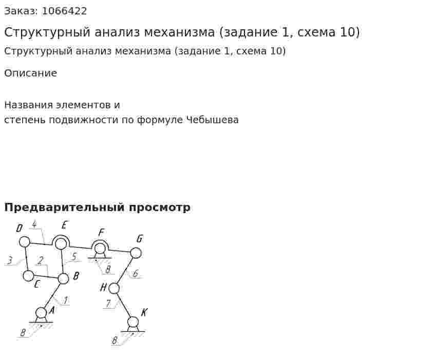 Структурный анализ механизма (задание 1, схема 10) 