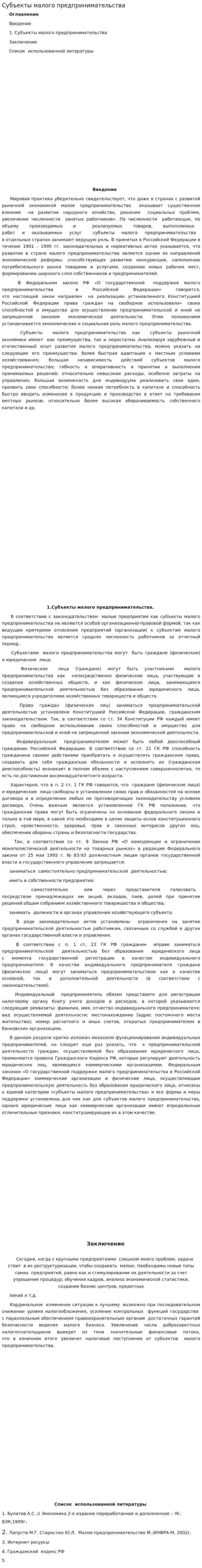 Субъекты малого предпринимательства. 3