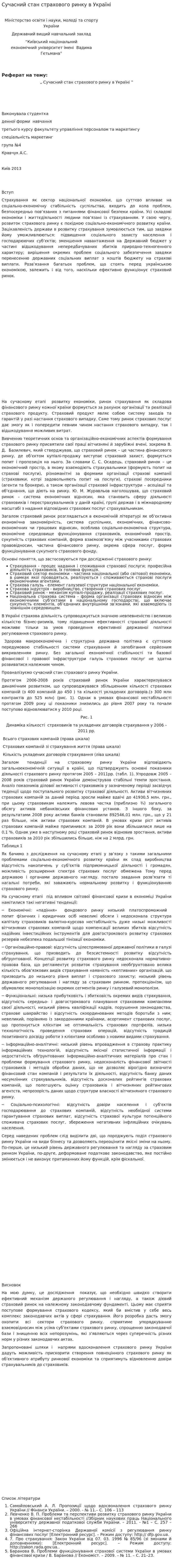 Сучасний стан страхового ринку в Україні