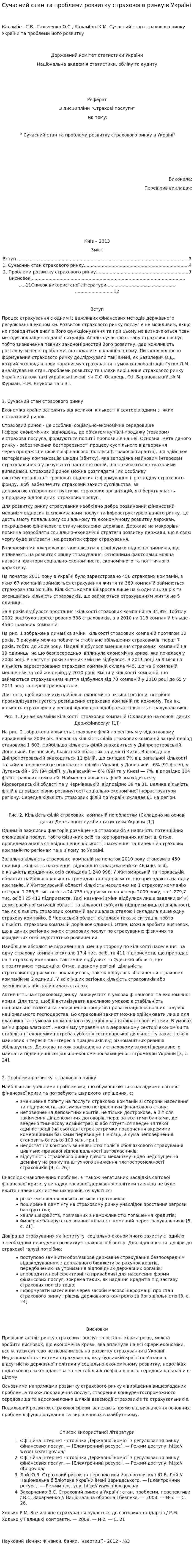 Сучасний стан та проблеми розвитку страхового ринку в Україні