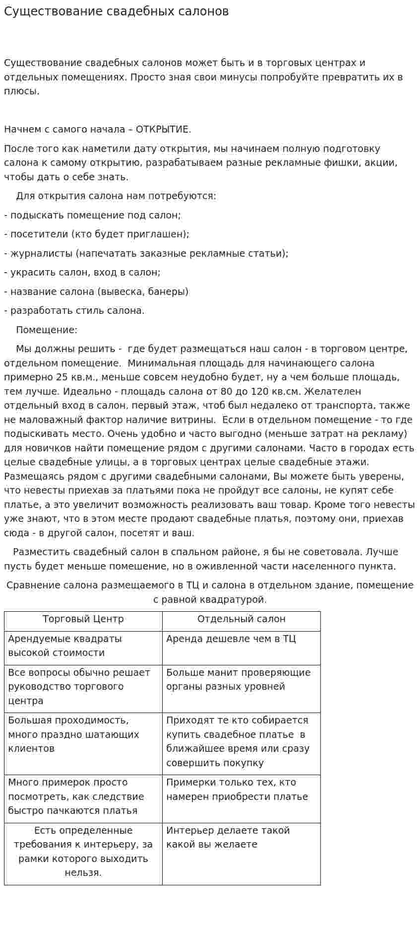 Существование свадебных салонов