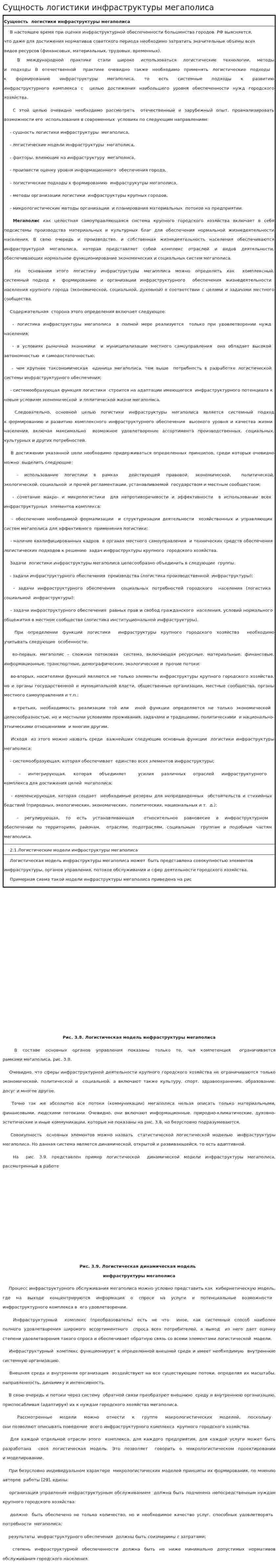 Сущность логистики инфраструктуры мегаполиса