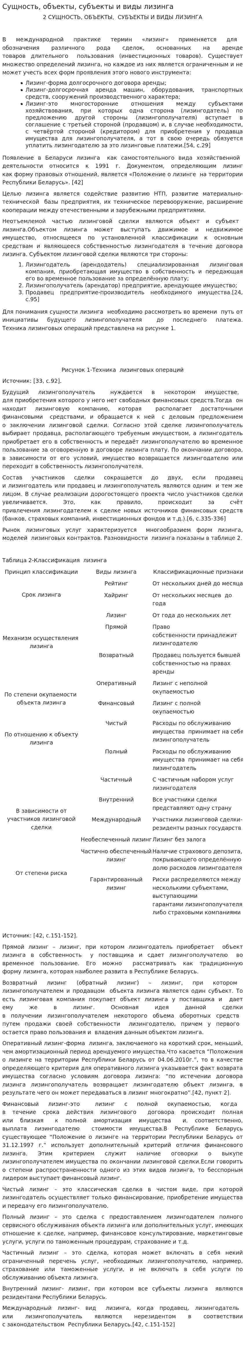 Сущность, объекты, субъекты и виды лизинга