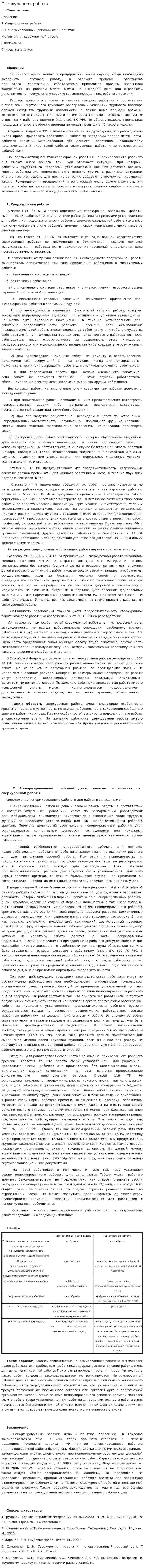 Сверхурочная работа. 2