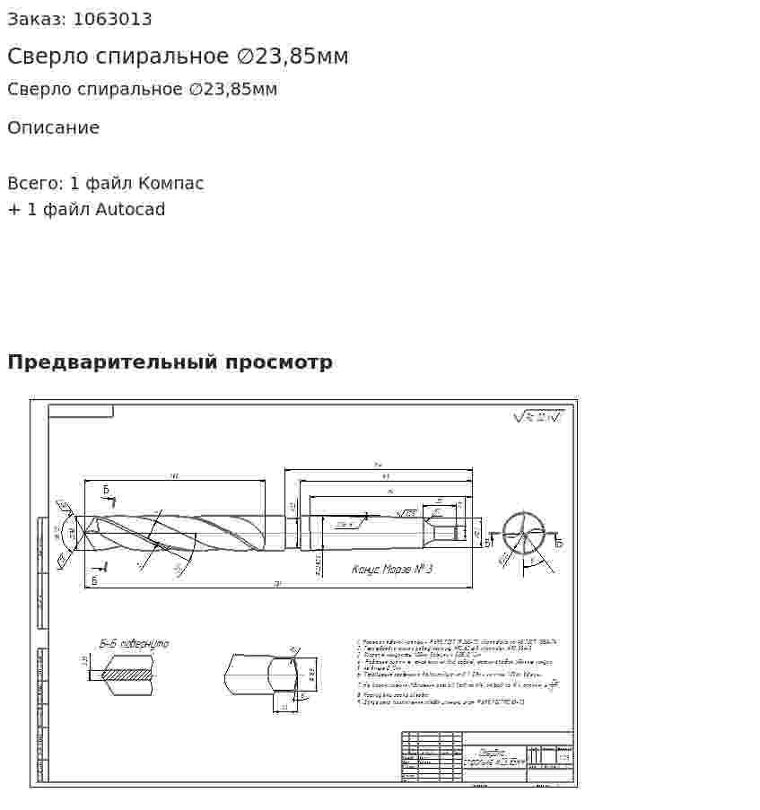 Сверло спиральное ∅23,85мм 