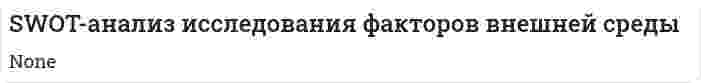SWOT-анализ исследования факторов внешней среды