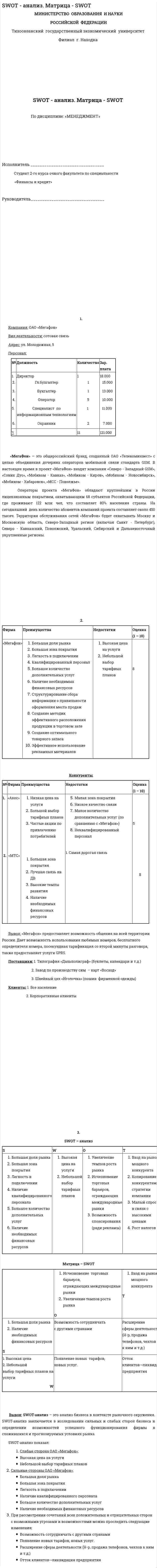 SWOT - анализ. Матрица - SWOT