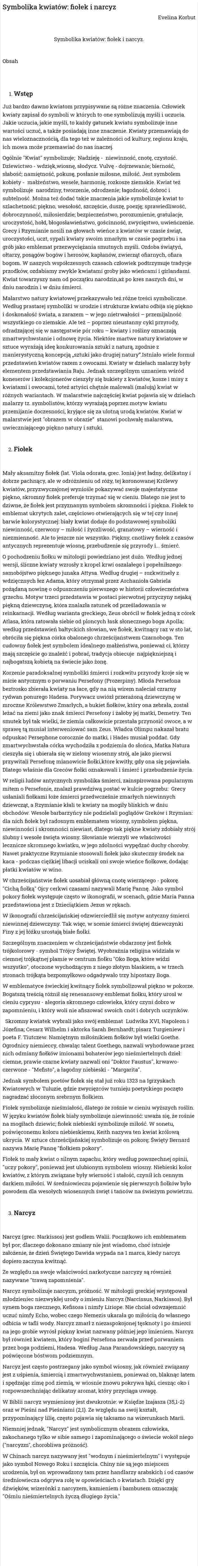 Symbolika kwiatów: fiołek i narcyz