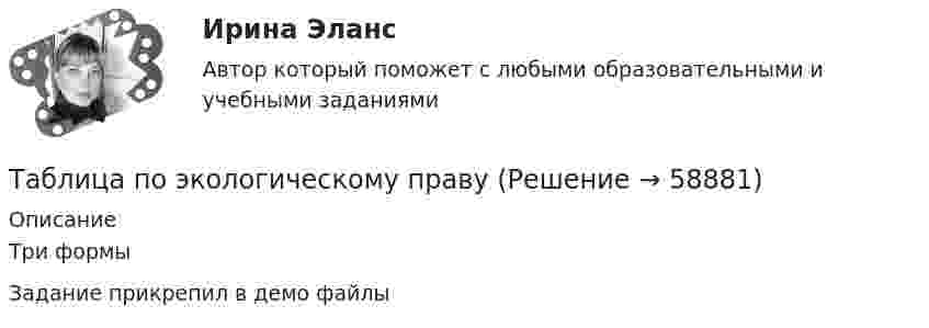     
            Описание
            Три формыЗадание прикрепил в демо файлы   
            
            
            таблица по философии росдистантТаблица по экологическому правуТаблица ПОЭ ОПФТаблица стилей – это …Таблицы коммутационных чисел разработаны для практических расчетов нетто-ставок …Та или иная деятельность может начать играть решающую роль в психологических новообразованиях, возникающих в ходе онтогенетического развития человека. Один из видов деятельности является ведущей деятельностью школьного возраста, Тайландские слоны. Издавна слоны в Тайланде считались членом семьиТаблица – «Виды моделирования при решении текстовых задач» В таблице «Виды моделирования при решении текстовых задач» заполните позицию «Необходимо определить» в графе «Интерпретация модели».Таблица Законодательный процесс в РФтаблица на 1 задание по ГП (основы права для гуманитарных специальностей РУДН)Таблица-обзор на тему Новые идеи, темы, жанры эпохи ПросвещенияТаблица-обзор по эпохе РомантизмаТаблица основных эффектов возбуждения симпатической и парасимпатической иннервации со стороны внутренних органов с указанием типа рецепторов, которые опосредуют данные измененияТаблица пенсия, соцобслуживание, медицина