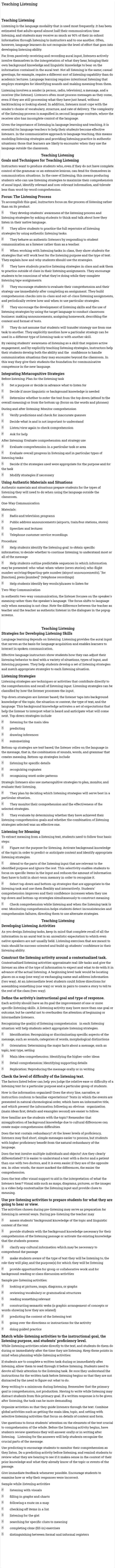 Teaching Listening