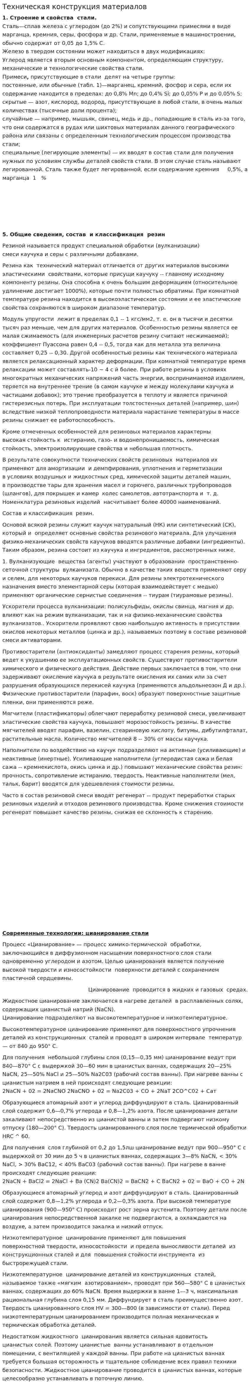 Техническая конструкция материалов
