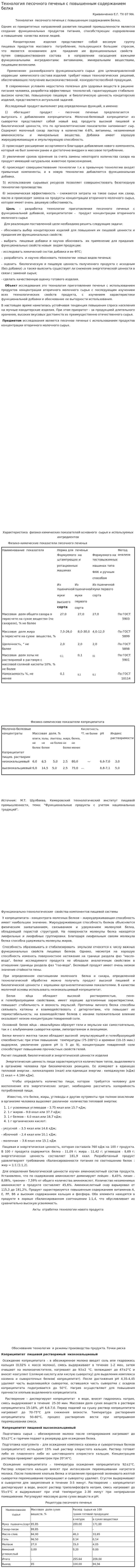 Технология песочного печенья с повышенным содержанием белка