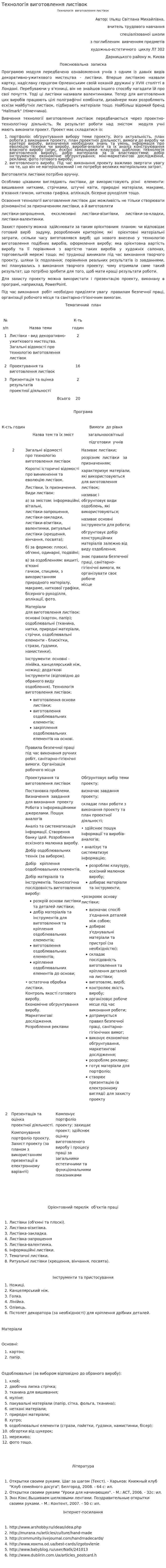 Технологія виготовлення листівок