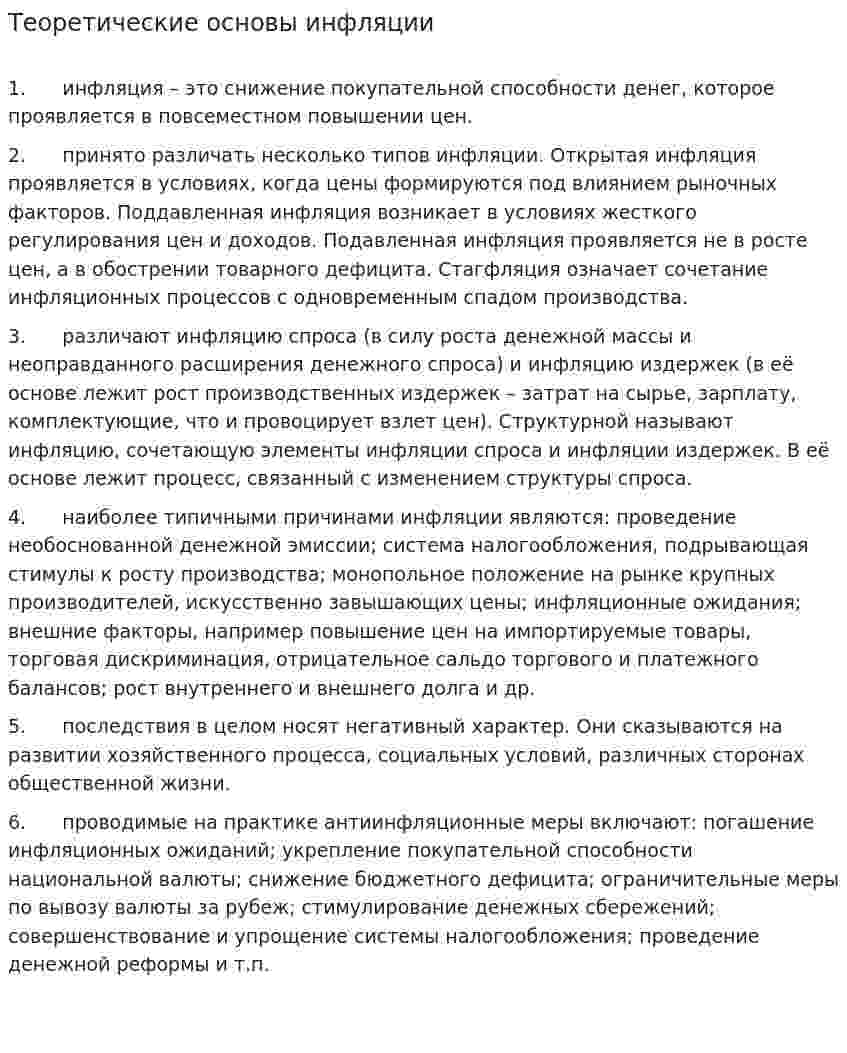 Теоретические основы инфляции