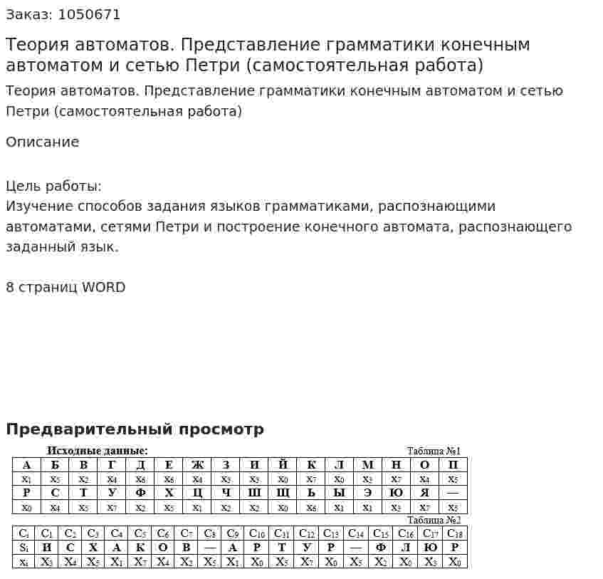Теория автоматов. Представление грамматики конечным автоматом и сетью Петри (самостоятельная работа) 
