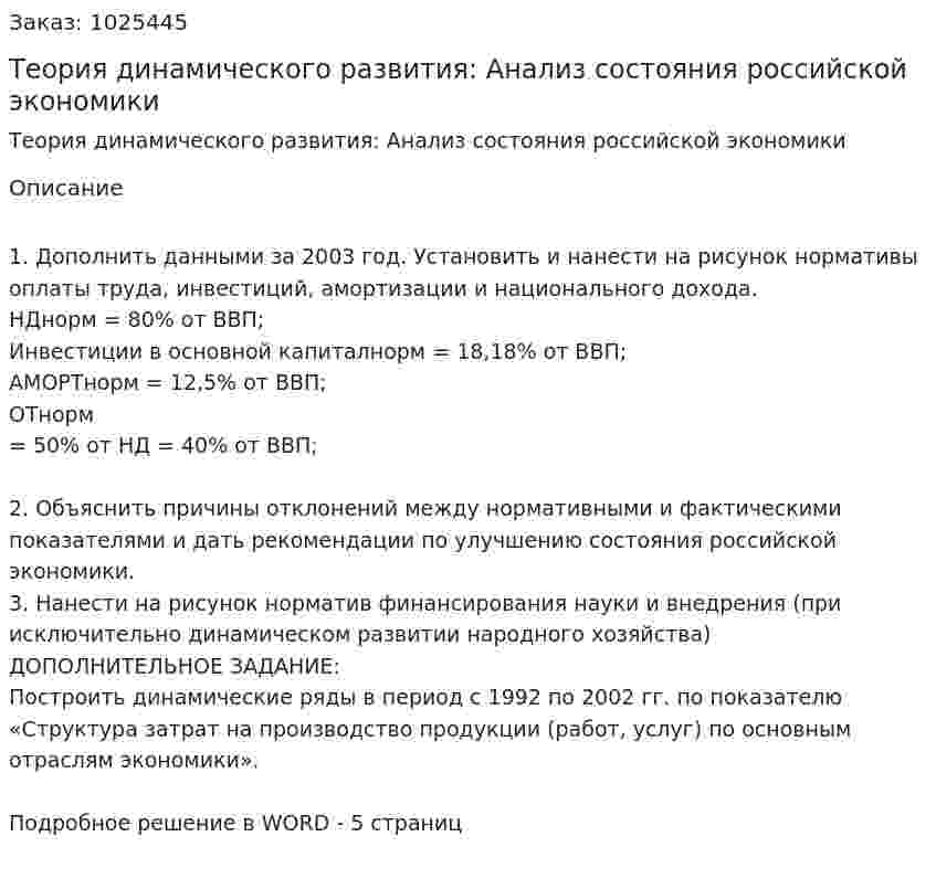 Теория динамического развития: Анализ состояния российской экономики 