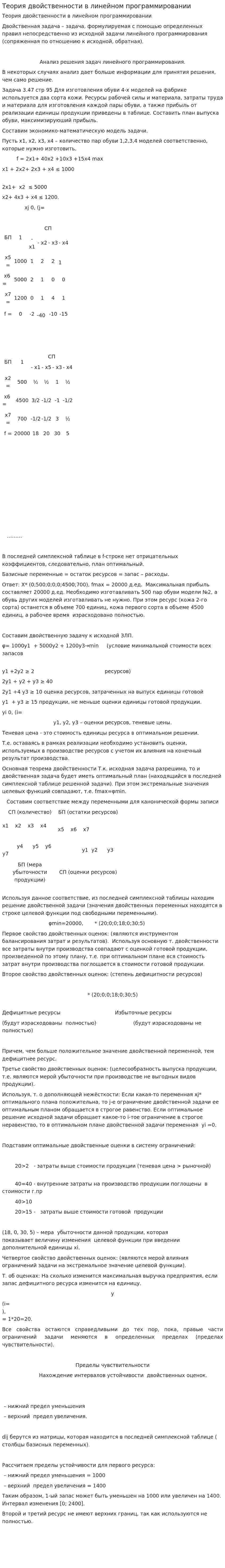 Теория двойственности в линейном программировании