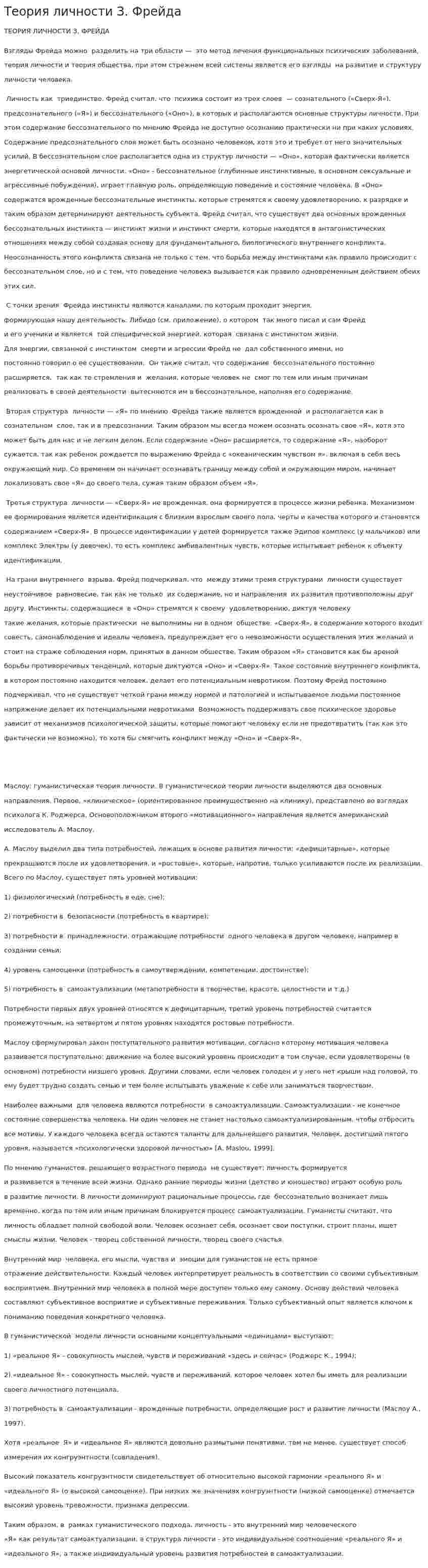 Теория личности З. Фрейда