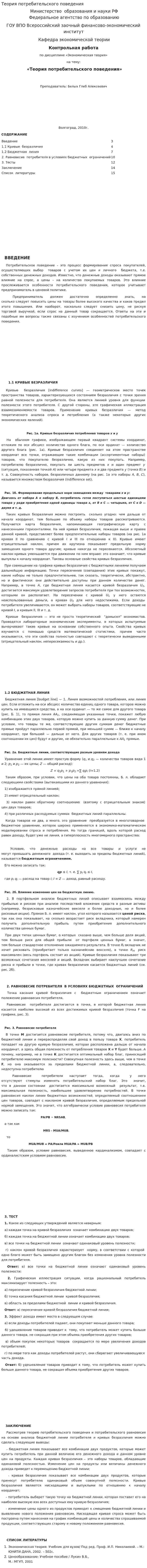 Теория потребительского поведения. 2