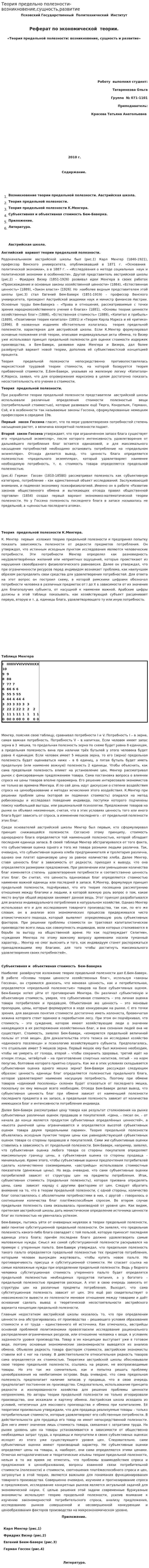 Теория предельно полезности-возникновение,сущность,развитие