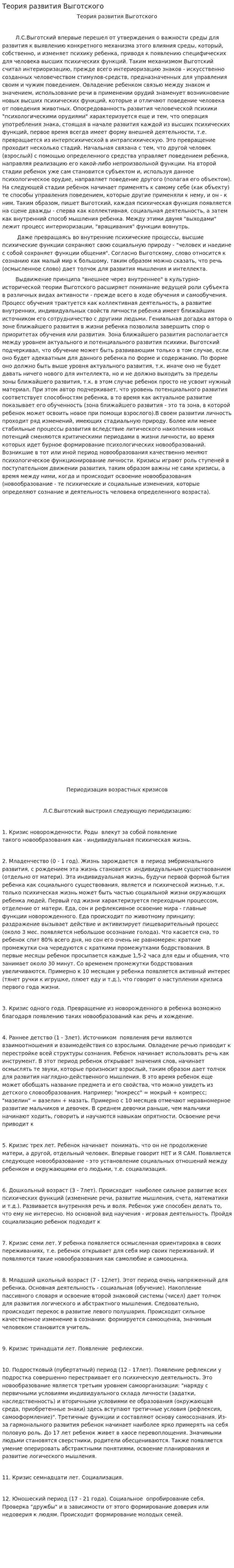 Теория развития Выготского. 2