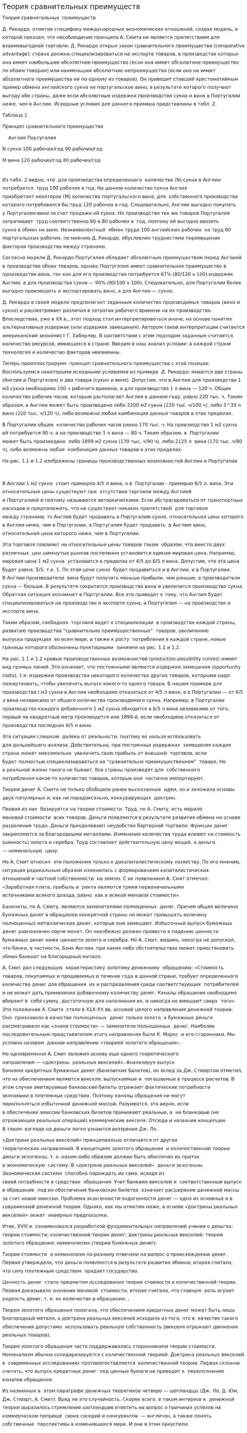 Теория сравнительных преимуществ. 3