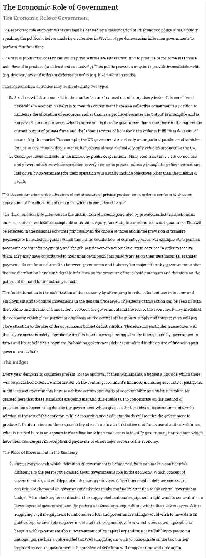 The Economic Role of Government