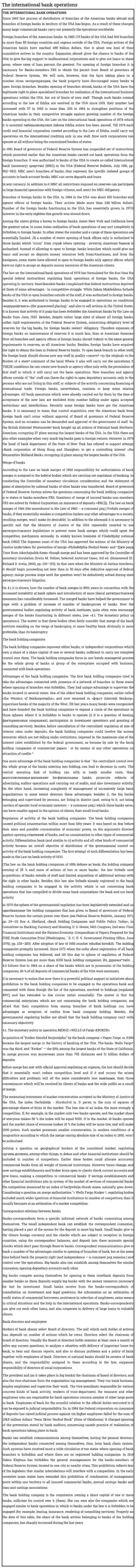 The international bank operations