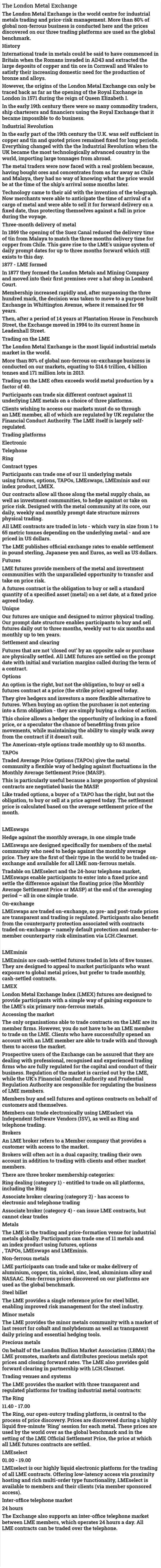 The London Metal Exchange