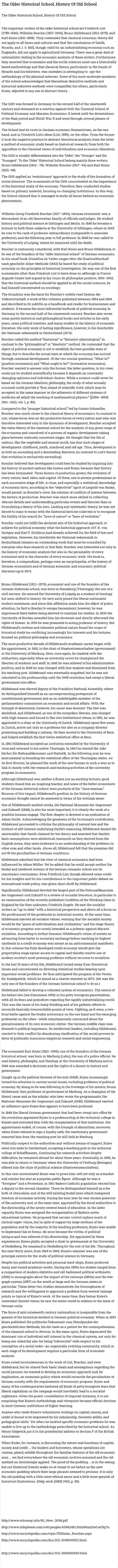 The Older Historical School, History Of Old School