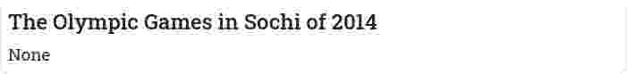 The Olympic Games in Sochi of 2014