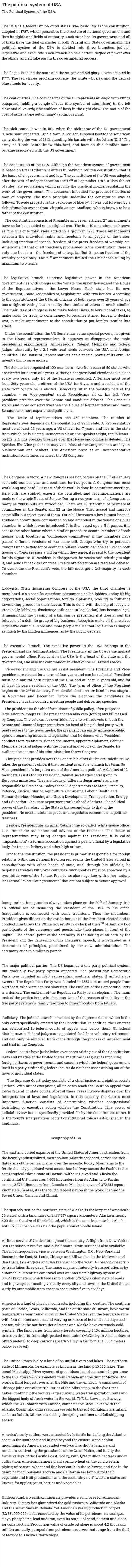 The political system of USA