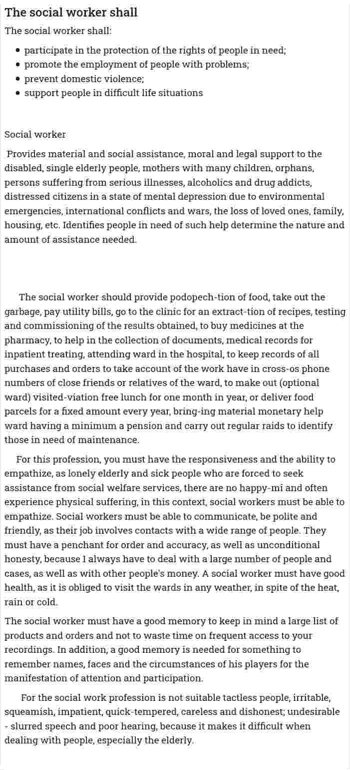 The social worker shall