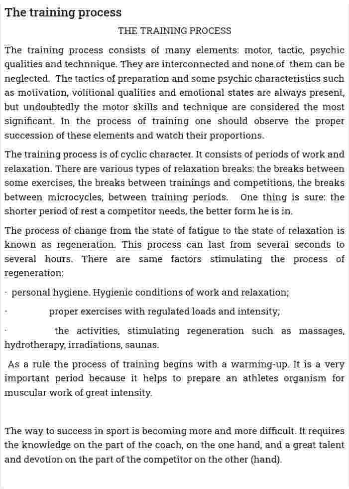 The training process