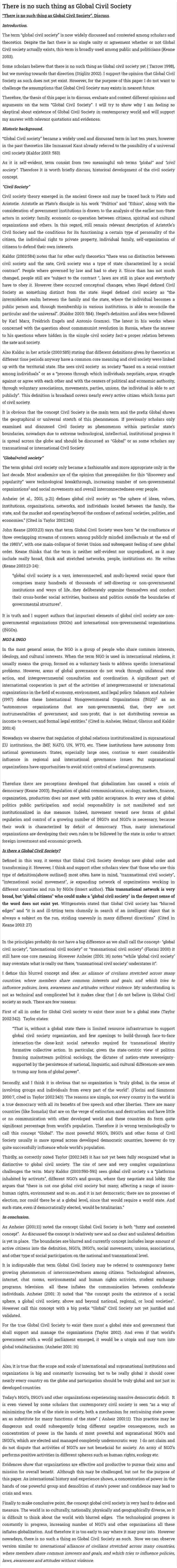 There is no such thing as Global Civil Society