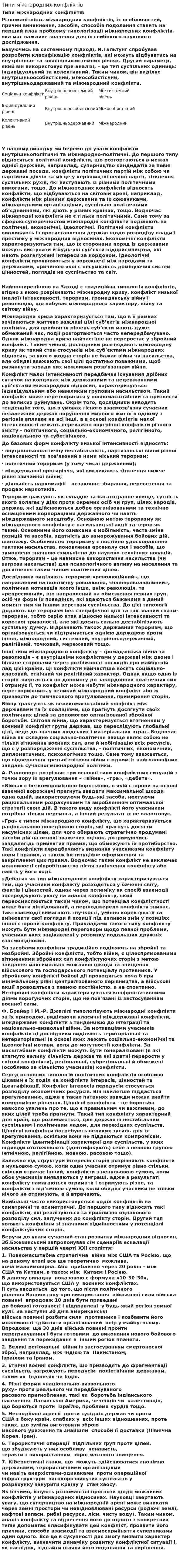 Типи міжнародних конфліктів
