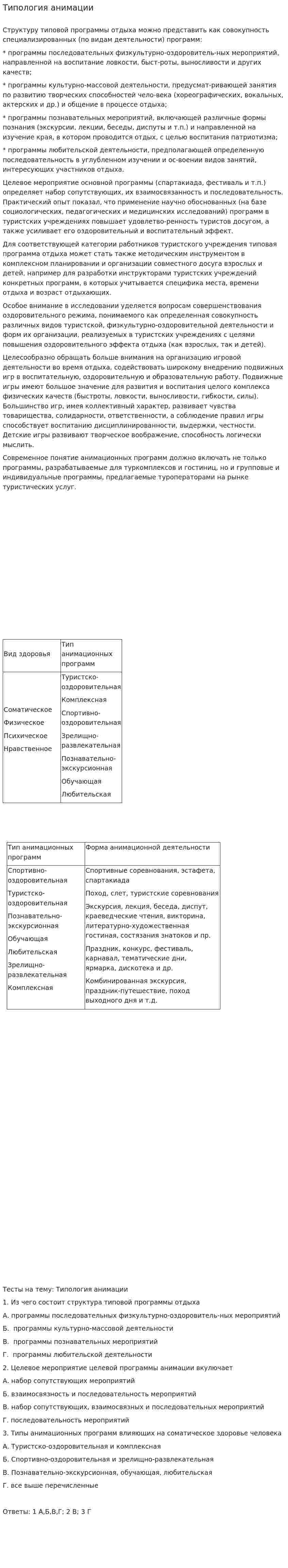 Типология анимации