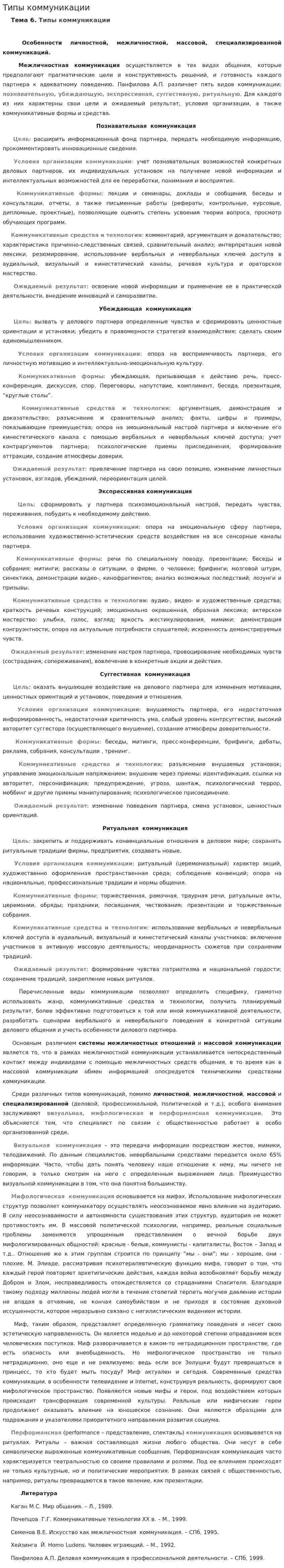 Типы коммуникации