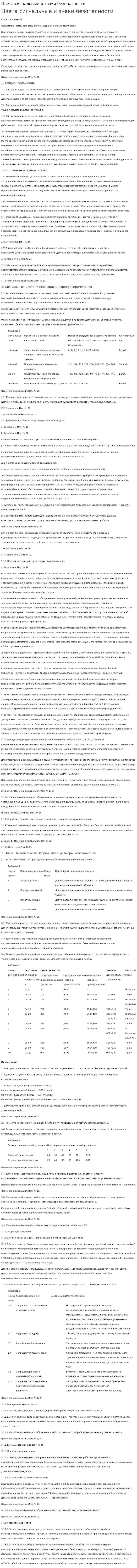 Цвета сигнальные и знаки безопасности