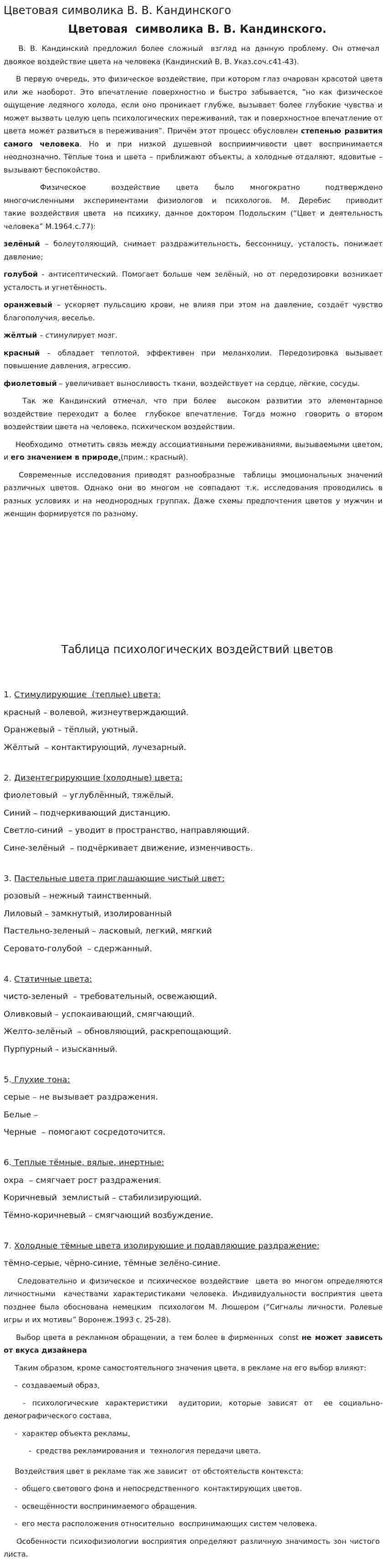 Цветовая символика В. В. Кандинского