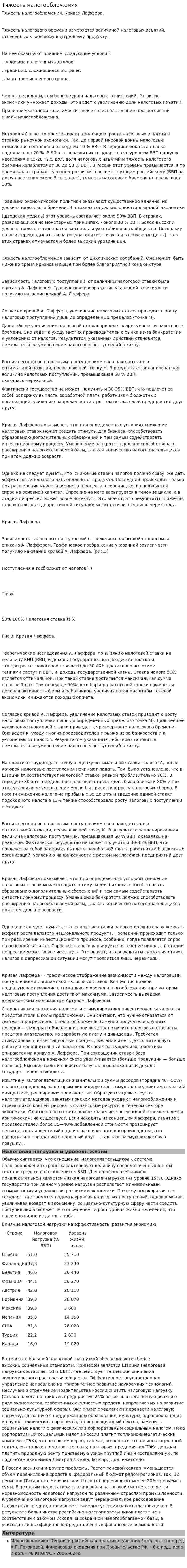 Тяжесть налогообложения