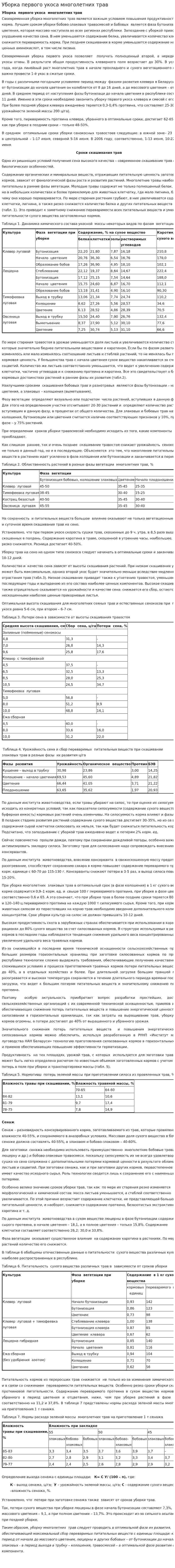 Уборка первого укоса многолетних трав