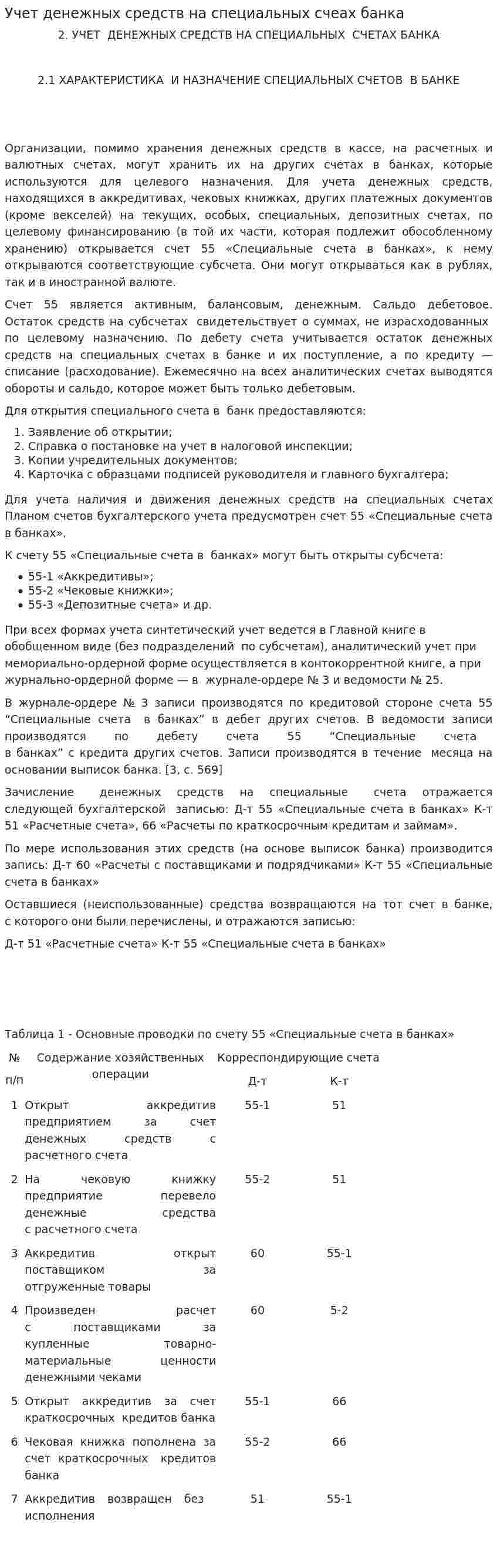 Учет денежных средств на специальных счеах банка
