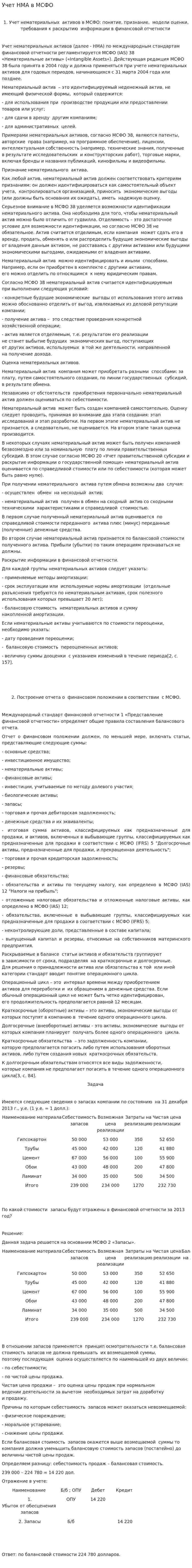 Учет НМА в МСФО