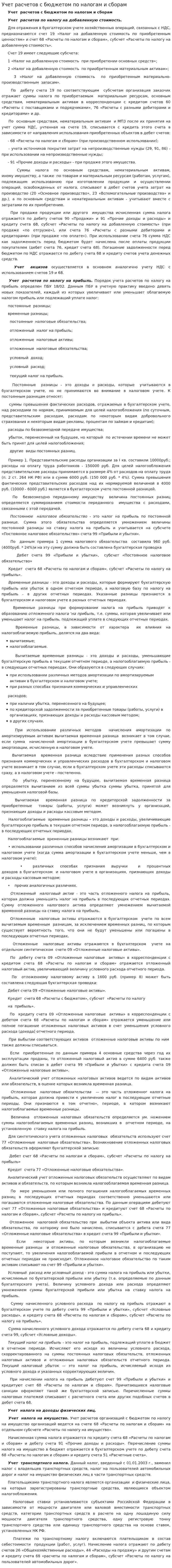 Учет расчетов с бюджетом по налогам и сборам. 2