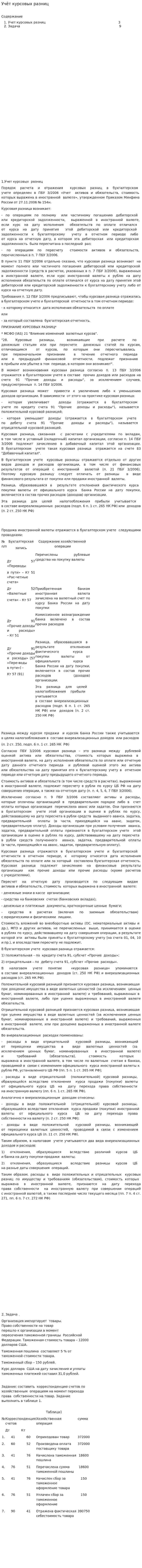 Учёт курсовых разниц